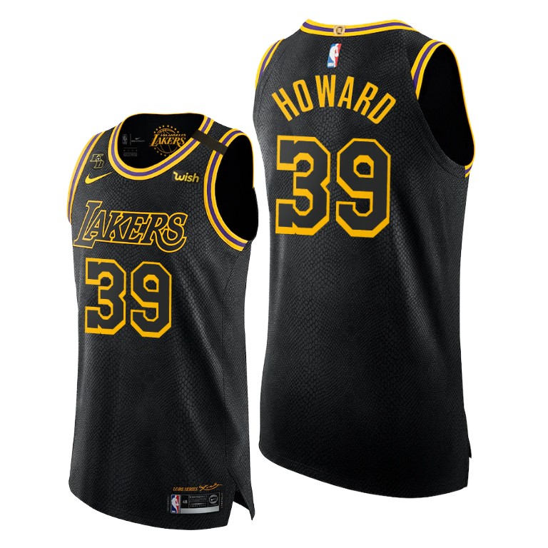 Men's Los Angeles Lakers Dwight Howard #39 NBA 2020 Honors Kobe Golden Authentic Mamba Week Black Basketball Jersey JJQ4383VA